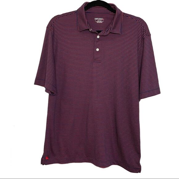UNTUCKit Other - UNTUCKit Axios Burgundy Striped Polo Shirt Short Sleeve Medium Casual